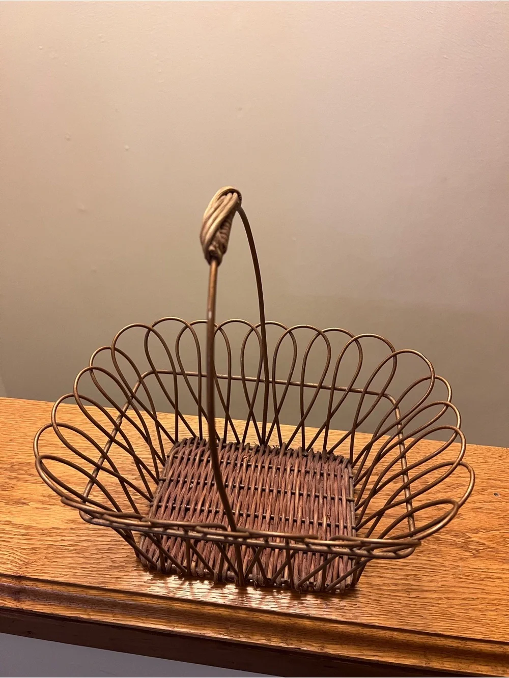 Metal Wire Basket with Handle - Brown